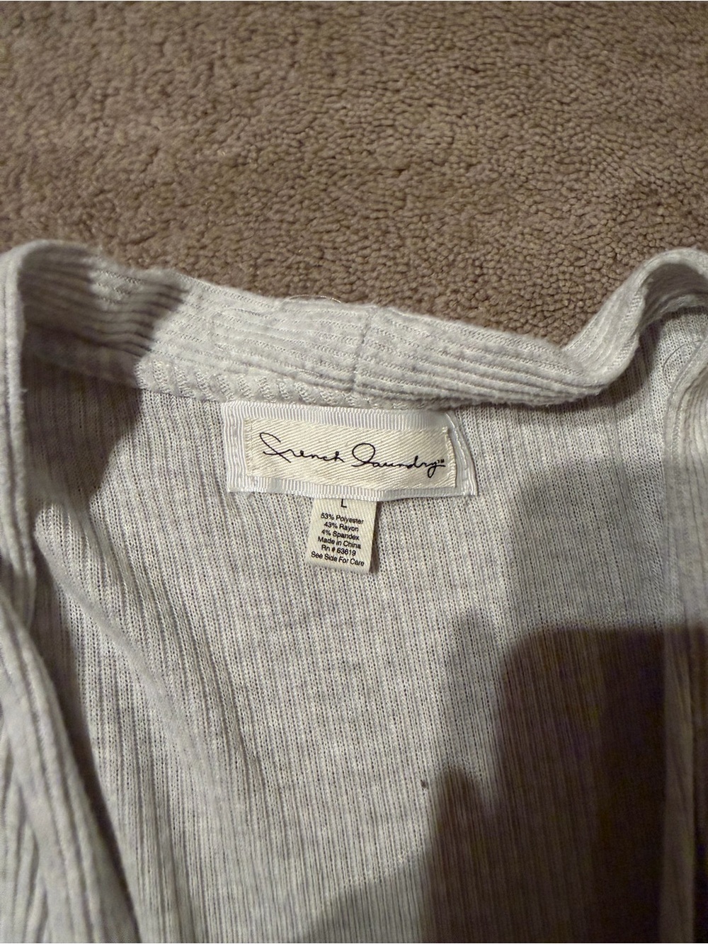 Lightweight Ribbed Open-Front Cardigan - Light Gray - Picture 3 of 3